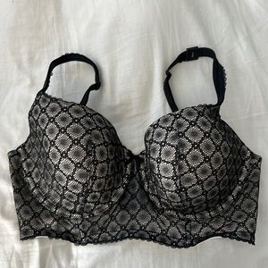 Victoria’s Secret Black Lace Lined Demi/Demi Double Bra Sz 36DDD